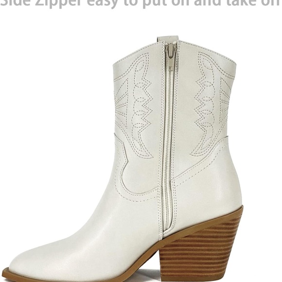 Women's Embroidered Western Cowboy Boots Short Ankle Stitching Cowgirl Boots - Picture 3 of 6